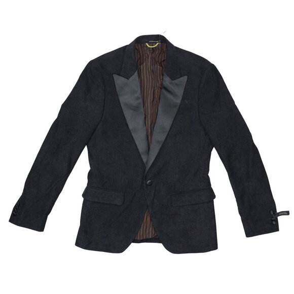 Scotch & Soda Satin Trim Textured Knit Sport Coat Party Blazer Small NWT Black